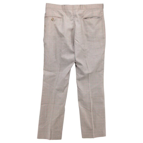Vtg Jaymar Pants Mens Beige Light Blue Check Flat Front Slacks Size 34x32 - Picture 2 of 11